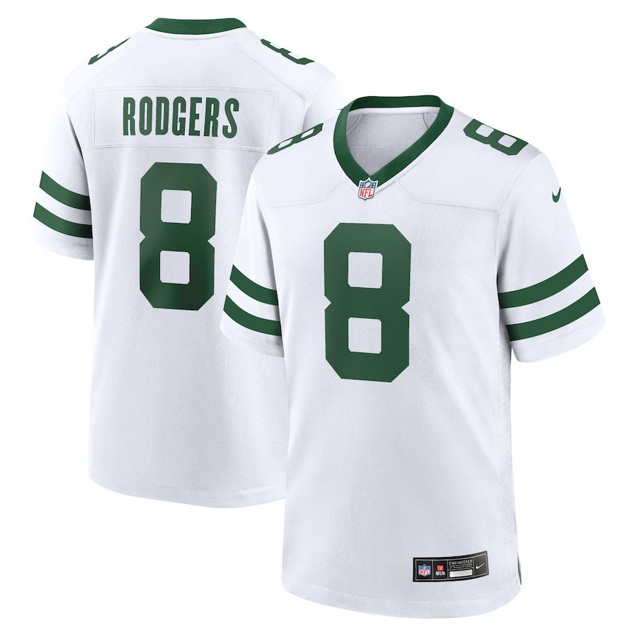 Men New York Jets #8 Aaron Rodgers Nike Legacy White Game NFL Jersey->->NFL Jersey